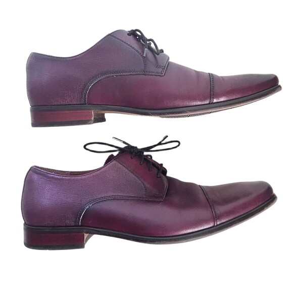 Florsheim Dress Shoes Mens Size 11 Burgundy Leather Textured Cap Toe Oxford main image 4